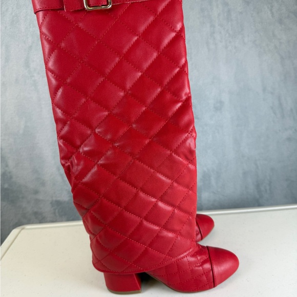 Shoes - Elegant Red Quilted Women's Boots